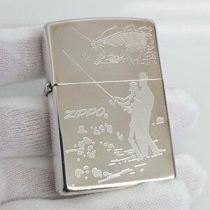 【86】希少 ZIPPO ジッポー STERLING スターリング 銀無垢 釣り 1996 made in USA ヴィンテージ品 動作未確認品