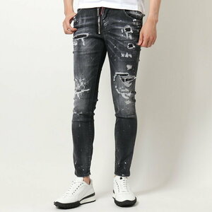 ディースクエアード DSQUARED 21aw SUPER TWINKY JEAN　フロントジップ　 ストレッチ　デニム　44　黒