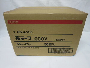 セキスイ 積水化学 布テープ No.600V 50mm×25m 30巻 N60XV03 1箱 個包装厚手 ガムテープ 50×25 外箱は送り状、テープ跡有り