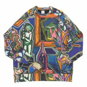 超美品 ポールスミス 現行タグ Artist Studio 293510 総柄 アーティスト クルーネック スウェット シャツ XL メンズ 定価39600円