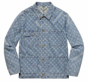 国内正規品　17aw Louis Vuitton ×supremeルイヴィトン シュプリーム Jacquard Denim Chore Coat カバーオール デニム ジャケット48