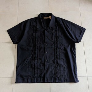 90s the Havanera Co　キューバシャツ　ブラック　XXL 刺繍　オープンカラーシャツ