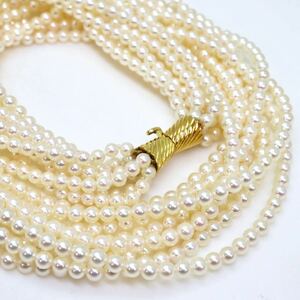 豪華!!高品質!!美品!!＊MIKIMOTO(ミキモト)K18アコヤ本真珠ベビーパール8連ネックレス＊a 57.6g 3.0~3.5mm pearl jewelry necklace EG0/FB0