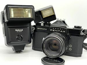 【E444】中古 レトロカメラ ASAHI PENTAX ペンタックス SP ボディ レンズ ライトなどセット ブラック 現状品