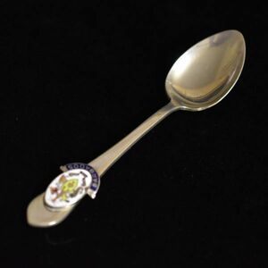 アンティーク ニッケルシルバー エナメル/七宝の銀製デミタススプーン 刻印あり 本物保証