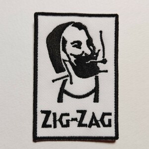 ジグザグ ZIGZAG 黒 ワッペン/ 輸入 海外 レア ビンテージ ステッカー　ハーレー　バイク