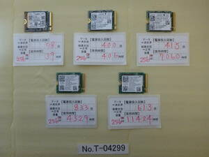 管理番号　T-04299 / SSD / M.2 2230 / NVMe / 256GB / 5個セット / ゆうパケット発送 / データ消去済み / ジャンク扱い