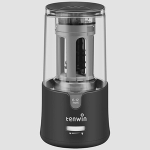 送料無料★Tenwin電動シャープナー 鉛筆削り 強いスパイラルカッター 6-12mm 電動鉛筆削り ムダ削り防止機能（黒）