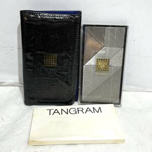 (志木)TANGRAM/タングラム 金属製パズル 問題集 収納ケース 付き 活脳 パズル 当時物 昭和レトロ (o)