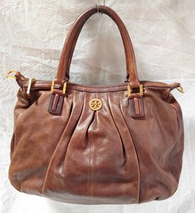 ★TORY BURCH トリーバーチ★ レザー ハンドバッグ トートバッグ ゴールド金具 ブラウン ショルダー紐なし 01770