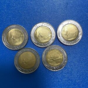 イタリアのコインB 500リラ　５枚　バイメタルコイン