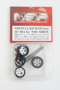 新品 NSR 1/32 FULL KIT RTR Tires 16 DIA for NSR SIDEW サイドワインダー ギア タイヤ アルミホイール 9209 スロットカー