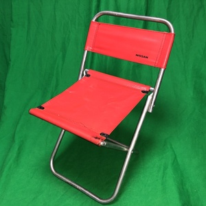 椅子 折りたたみ パイプいす 日産 NISSAN 赤 チェア レトロ レジャーチェア アウトドア レア 中古品 (2)