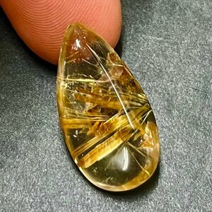 【希少】大粒5A　ルチルクォーツ　ルース　23×12mm　金針　透明度抜群　1円～