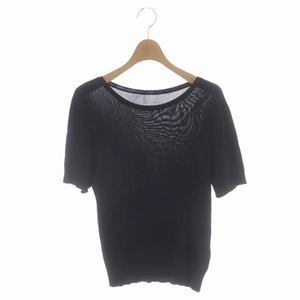 フォクシー ブティック FOXEY BOUTIQUE KnitTop Tangerin ニット カットソー ロゴ シアー 半袖 40 濃紺 ダークネイビー 40753 /HS ■OS レ