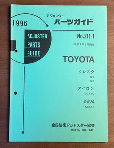 BB-5313 ■送料無料■ パーツガイド TOYOTA No.211-1 本 古本 マニュアル パーツ 車 クレスタ アバロン 印刷物 1996年4月 91P/くOKら