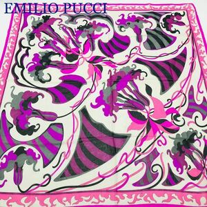 EMILIO PUCCI エミリオプッチ　大判スカーフ　花柄　フラワー　シルク100% イタリア製　タグあり　ピンク系