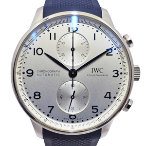【栄】IWC ポルトギーゼ クロノグラフ IW371617 シルバー メンズ SS ラバー 自動巻き 腕時計 2021年 交換用ブレス付き 男