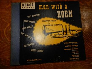 SP 78☆DECCA RECORDS☆man with a HORN☆TRUMPET SOLOS by FAMOUS JAZZMEN☆3枚組☆レコード面には気になるような傷もありません。