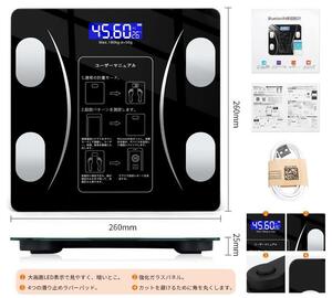  体重計 Bluetooth体重計 体脂肪計 ヘルスメーター スマホ連動 日本語APP iOS/Android対応-体重、体脂肪率、筋肉率、体水分率、BMI など