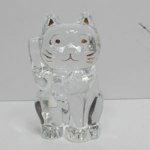 Dz380811 バカラ オブジェ 置物 クリスタル オブジェ 招き猫 Baccarat 中古