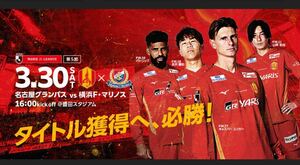 名古屋グランパス チケット 3/30 豊田スタジアム　名古屋グランパスvs横浜Fマリノス バック3階指定席 大人 2枚 連番 定価以下。