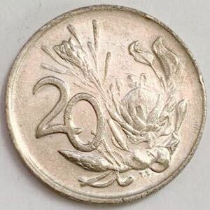 海外コイン　南アフリカ　20セント　② 1984年