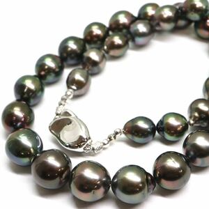 《南洋黒蝶真珠ネックレス》M 約9.0-12.5mm珠 65.8g 約44cm pearl necklace ジュエリー jewelry EB0/EB5