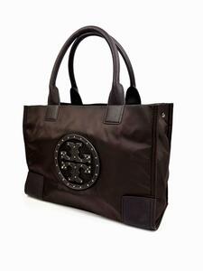 TORY BURCH ELLA STUD MINI TOTE トリーバーチ エラ スタッズ ミニ スモール ナイロン トート ブラウン A4 MacBook Air メンズ レディース 