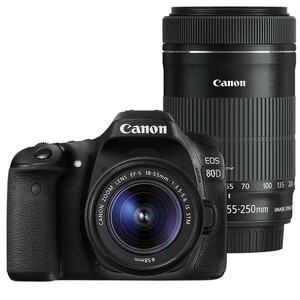 中古 １年保証 美品 Canon EOS 80D ダブルズームキット 18-55mm IS STM & 55-250mm IS STM