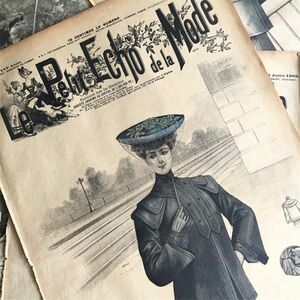 1903s フランス 永遠の淑女とモード新聞 La Petit Echo de la Mode 雑誌 アンティーク ファッション ビクトリアン 型紙 洋裁 スクラップ g