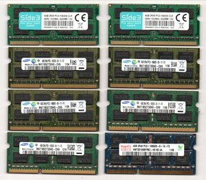 メーカーバラ ★ DDR3ノート用メモリ　2Rx8　PC3-10600S　4GB×8枚セット ☆ 両面16枚チップ ★