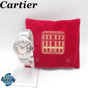 え01151/Cartier カルティエ/バロンブルー/クオーツ/メンズ腕時計/ローマン/文字盤 シルバー/3005/ケース付