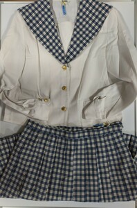 岡山県[就実中学校]女子制服 HANAE MORI ハナエモリ　160A　夏服セーラー服長袖　夏服上下セット(60.46)　【1円出品制服】