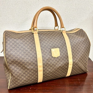 HY1416■ CELINE セリーヌ マカダム M11 ボストンバッグ トラベルバッグ ハンドバッグ レザー ブラウン ゴールド金具 