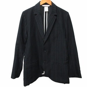 イール EEL Bell Boy jacket ベルボーイジャケット ブレザー 3B ウール リネン混 ストライプ柄 日本製 ブラック 黒 Mサイズ 0324 メンズ
