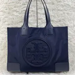 極美品✨️Tory Burch トートバッグ ネイビー 肩掛け 仕事 エラ ロゴ