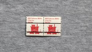 USA156　アメリカ　1984年　輸送機関　乗り物 1890年代の鉄道車掌車　11ｃ　プリキャンセル横線 Bulk Rate（料金別納）　1種　2連切手