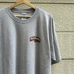 USED USA古着 プリントTシャツ 半袖Tシャツ グレー 企業プリント RED BARON レッドバロン GILDAN アメリカ古着 vintage ヴィンテージ