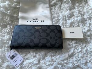 113 新品 COACH コーチ 長財布 シグネチャー ラウンドファスナー F74597