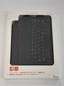 3【長031208-24】新品 iPad mini 4 Bluetoothキーボード付ケース超薄型 ブラック スリープモード対応 スタンド機能付 マグネットで着脱可能
