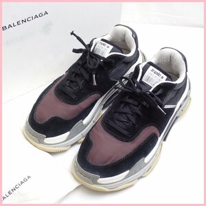 ★Balenciaga/バレンシアガ トリプルS スニーカー メンズ28.5cm/ブラック/514008/スエード/保管袋・外箱付き/ダッドシューズ&1947000365