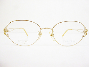 ∞【デッドストック】Revillon レビオン 眼鏡 メガネフレーム 4114 52[]17-135 メタル チタン フルリム ゴールド ダイヤ:0.08ct □H8