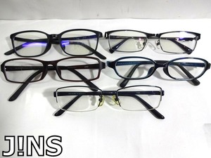 X4D099◆まとめ売り◆ ジンズ J!NS セル メタル 度入り ブルーライトカットレンズ PC メガネ 眼鏡 メガネフレーム 5本セット