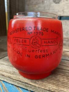 【Feuerhand】275/276用 AUER GLAS ホヤガラス 赤色 希少 廃盤品 グローブ ランタン ドイツ 美品 Schott 西ドイツ フュアーハンド A0622R