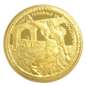 中古AB/使用感小 スイス 現代射撃祭記念 純金 コイン 500フラン金貨 2005年 ブルジオ 24金 K24 硬貨 貨幣 20417073