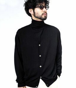 定価22,000円 美品 LE エルイー 16G STANDARD CARDIGAN ウール カーディガン BLACK L’ECHOPPE / レショップ