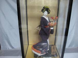 日本人形 舞扇 日本の伝統 KABUKI 歌舞伎 ガラスケース付