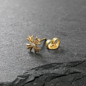 美品 CHROME HEARTS クロムハーツ 22k CHプラス クロス スタッドピアス 1Pダイヤ / ピアス アクセサリー スタッド ベビー タイニー