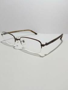 未使用 眼鏡 メガネフレーム チタン 金属フレーム 2012 BR スクエア型 ハーフリム 軽量 男性 女性 メンズ レディース 51口18-141 D-6